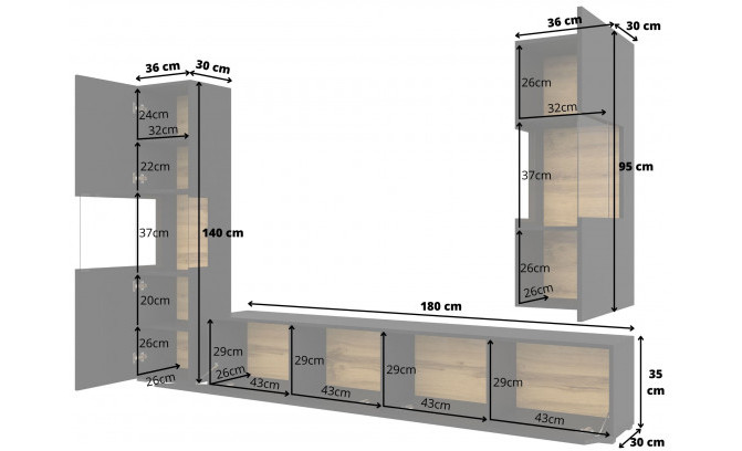 Секция AVA 24WNLM10 Czarny/Dąb Wotan